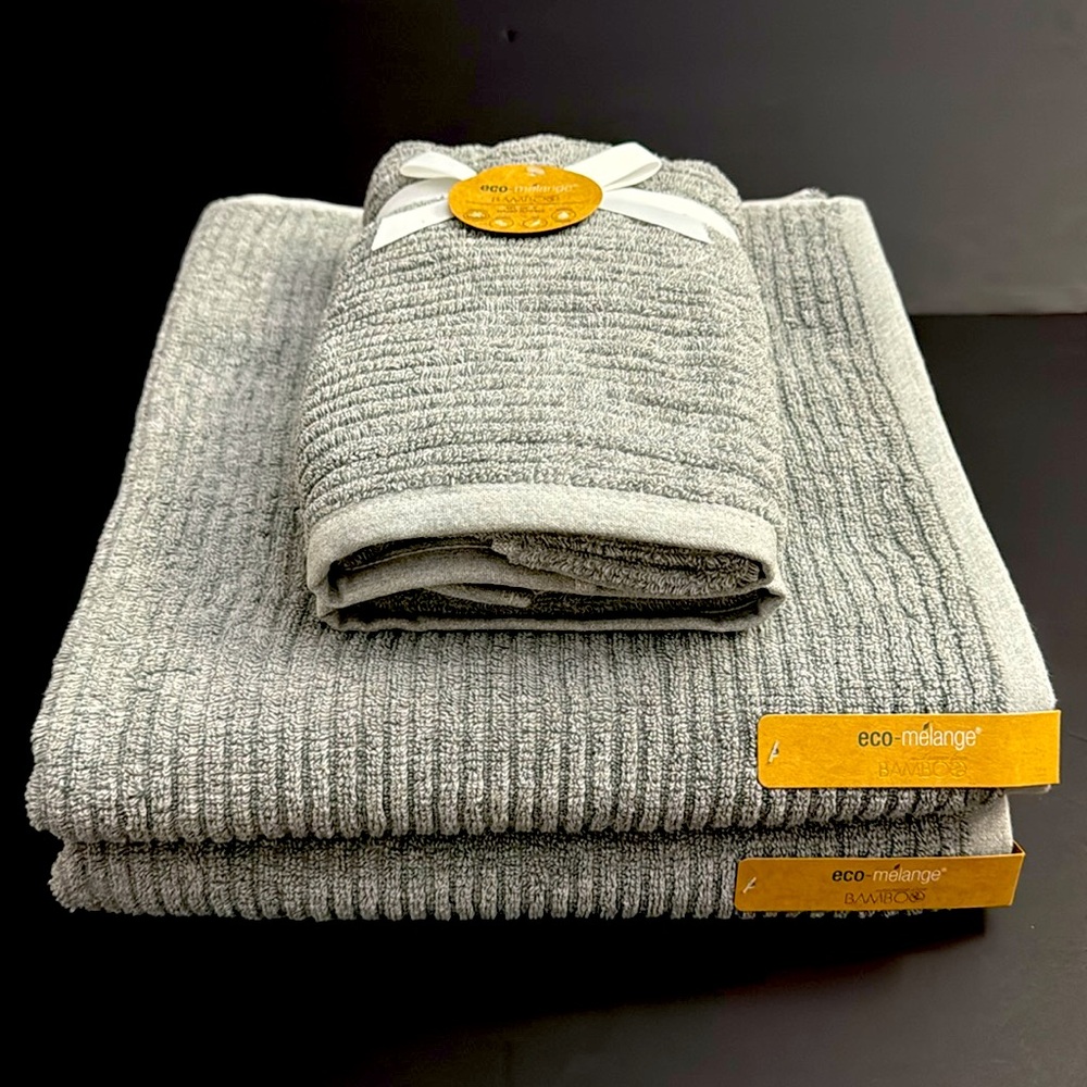 4pc Eco-Melange Bamboo Bath Towel Set - Rayon From Bamboo- Light Grey